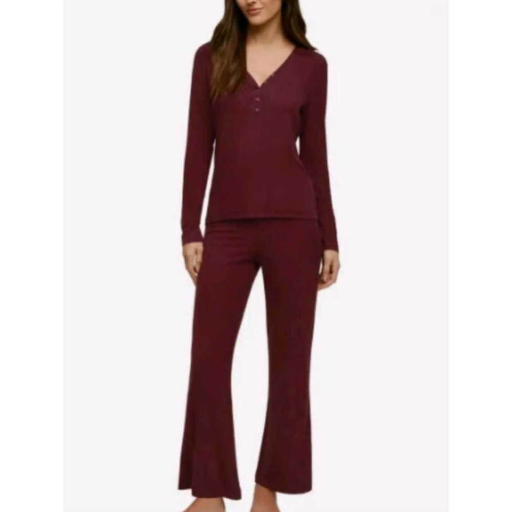Banana Republic Womens 2-Piece Rib Lounge Soft Modal Blend XS Red Maroon